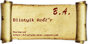 Blistyik Azár névjegykártya